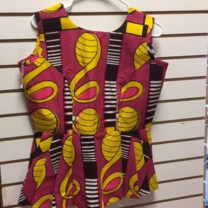 Ladies African Print peplum Top